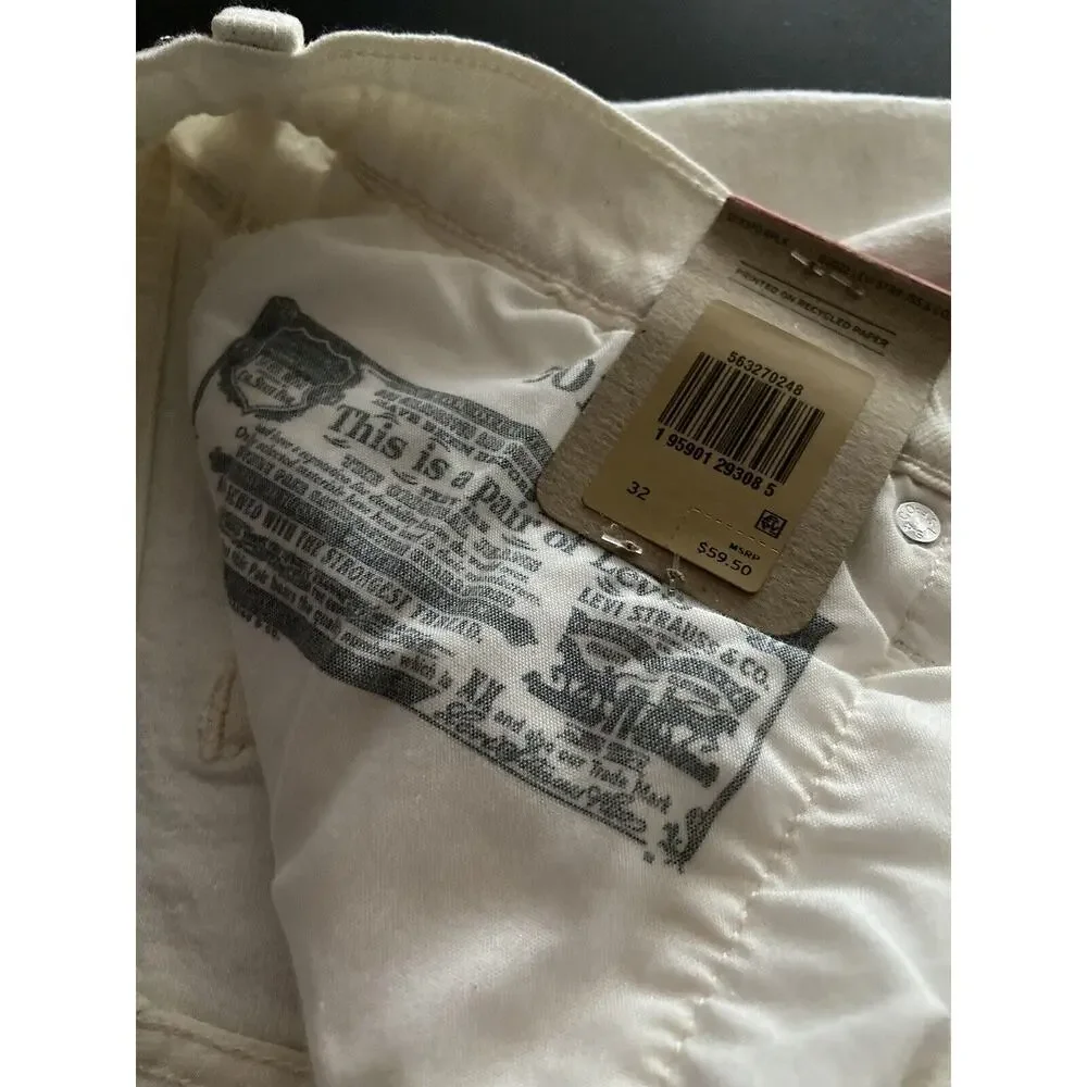 Ladies LEVI’S 501 High-Rise Button Fly Shorts sz 32 (NWT ) | Color: White